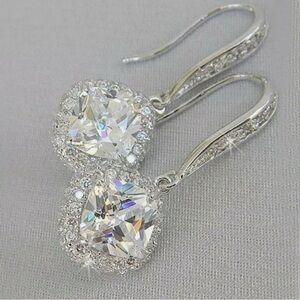 Brand new 925 silver Diamond dangle earrings
